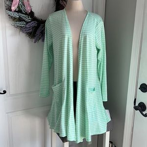 NWT LuLaRoe Caroline Cardigan Mint Green & White Size:Large
